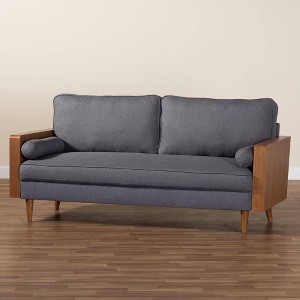 Baxton Studio Harleson Fabric and Wood Sofa Gray/Walnut Brown - 1 of 4
