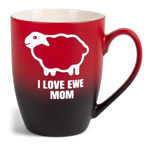 Elanze Designs Mother's Day Appreciation Coffee Cup Mug 12 Ounce Ceramic With Ombre Gradient Sheep Love Ewe Mom Red and Black - 1 of 4
