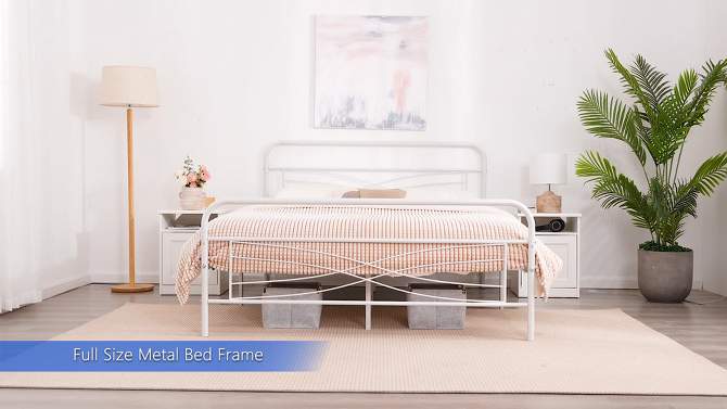 Yaheetech Vintage Metal Bed Frame with headboard, 2 of 12, play video