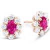 Pompeii3 3 Ct Pink Topaz & Diamond Halo Studs 14k Rose Gold - 2 of 4
