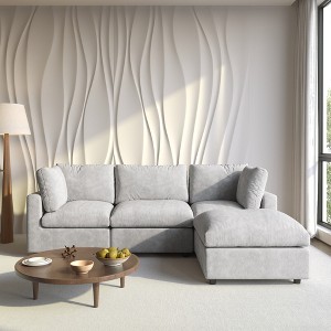 Cloud Sectional Couches for Living Room,100.5" Convertible L Shaped Couch With Ottoman, 4 Seater Modular Sectional Sofa,Furniture Sets - 1 of 4