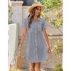 Button Down Shirtsdress for Women Summer 2025 Short Sleeve Shift Dress Striped Shirt Dress Cap Sleeve Mini Casual Sundress with Chest Pocekts - 3 of 4