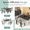 Modern Dining Table Set for 6,Solid Rubber Dining Table,Upholstered Chairs with Teardrop-Shaped Back for Living Room Dining Room - 3 of 4