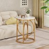 Lirago White Round End Table Faux Marble Top MDF Metal Frame 19.69"D x 25.78"H Modern Sofa Side Table - 3 of 4