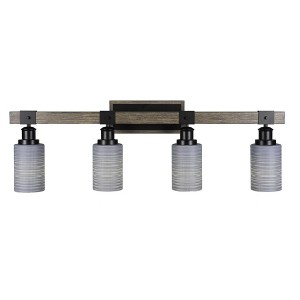 Toltec Lighting Tacoma 4 - Light Vanity in  Black/Painted Wood with 4" Gray Matrix Shade - 1 of 1