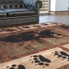 Emma and Oliver Accent Rug with Mother Brown Bear and 2 Cubs Nature Scene and Leaf and Bear Track Detailing for Home, Cabin or RV - 3 of 4