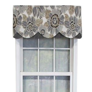 RLF Home Verona Petticoat Modern Premium Design Printed Valance 3" Rod Pocket 50" x 15" Sand/Gray - 1 of 3