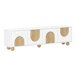 Dexmalle Cream Farmhouse TV Stand with Cable Holes for TVs up to 75" - 1 of 4