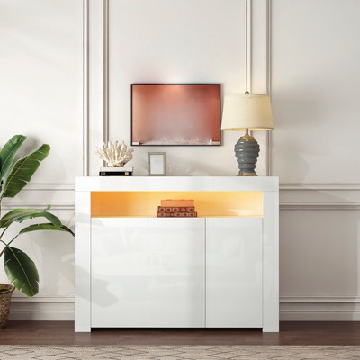 Sideboard Buffet Cabinet with Storage, 51" Wood Coffee Bar Cabinet, Storage Display Cabinet, Kitchen Pantry Cabinet for Kitchen Dining Room Entryway