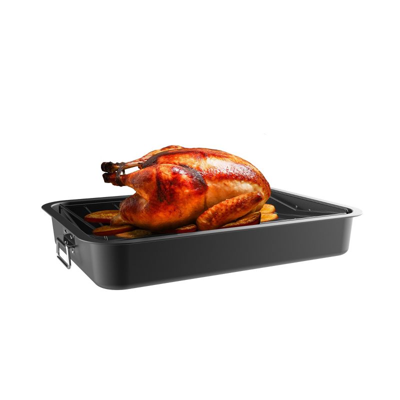 Hastings Home Nonstick Roasting Pan with Angled Rack and Removeable Tray to Drain Fat and Grease, 5 of 9