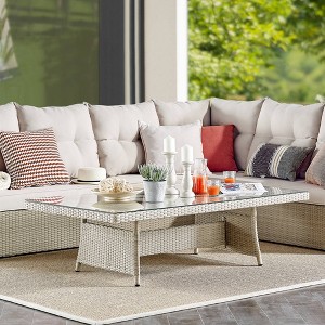 57" x 33" Canaan Outdoor Coffee Table with Tempered Glass Top - Alaterre Furniture: Weather-Resistant, Rust-Proof - 1 of 4