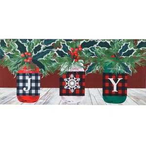 0.25 In Trio Of Joy Mason Jars Mat Sassafras Rustic Holly Pine Door Mat - 1 of 3