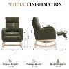 MAYEERTY Teddy Fabric Leisure Rocking Chair, Adjustable Footstool Thickened Headrest Storage Pocket Solid Wood Base, Nursery Living Room, White - 3 of 4