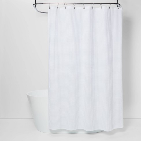 Dainty Home Waffle White 2pc Shower Curtain with Detachable Liner
