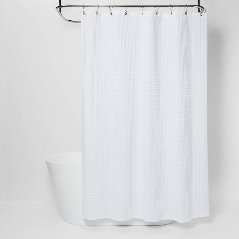 Waffle Weave Shower Curtain with Snap-In Liner, 12 Hooks Included Latitude Run Color: White, Size: 72 H x 48W