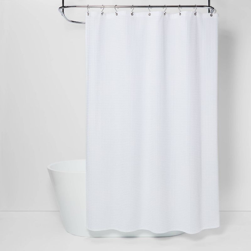 Waffle Weave Shower Curtain - Threshold™, 1 of 6