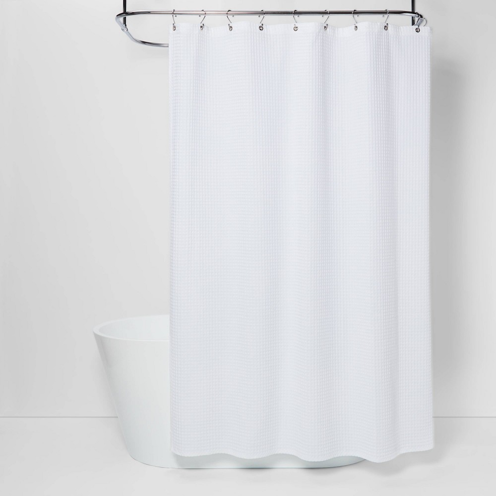 Photos - Shower Curtain 72"x72" Waffle Weave  White - Threshold™