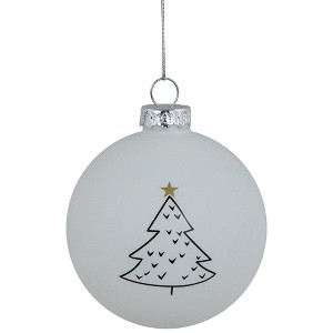 Northlight Matte Christmas Tree Glass Ball Ornaments - 3" - White - 4ct - 1 of 4