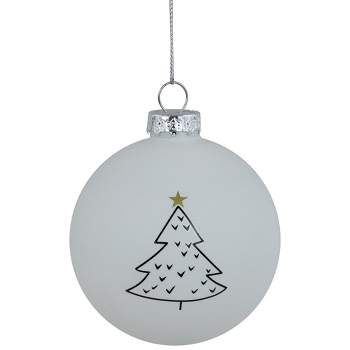 Northlight 4ct Matte White Christmas Tree Glass Ball Ornaments 3"
