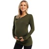 Coolmee Maternity Shirt Long Sleeve Basic Top Ruch Sides Bodycon Tshirt for Pregnant Women with Button - 4 of 4