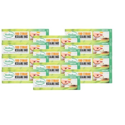 Biobag Food Storage Resealable Quart Bags - Case of 12/20 ct