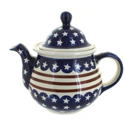 Blue Rose Polish Pottery Stars & Stripes Large Teapot