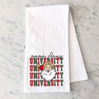 City Creek Prints Mama Claus University Santa Tea Towels - White