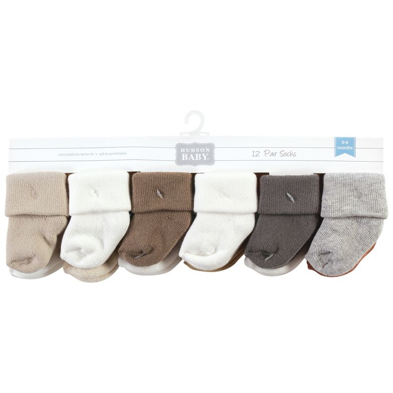 Hudson Baby Cotton Rich Newborn and Terry Socks, Neutral Tones, 2 of 9