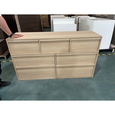 Dresser Chest of Drawers, Modern Double Dresser Organizer with Concave Handles, Wooden Chest of Drawers for Bedroom