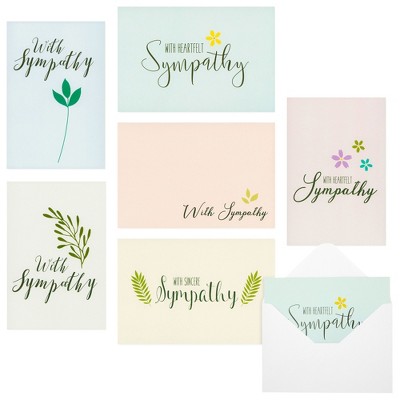 Best Paper Greetings 48 Pack Bulk Sympathy Cards with Envelopes Set, 6 Foliage Designs with Sentiments for Memorial, Funeral, Blank Inside, 4 x 6 In