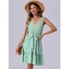 Allegra K Women's Ruffled Hem Waist Strap V Neck Sleeveless Bohemian Midi Dress - 3 of 4