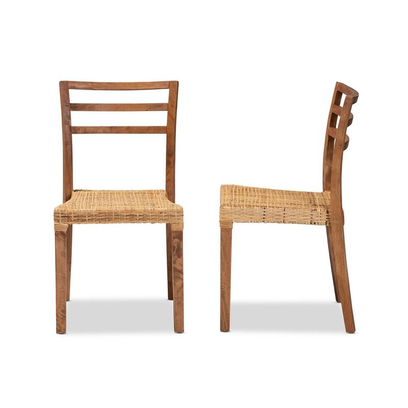 2pc ArthurWood and Rattan Dining Chair Set Natural/Walnut - bali & pari: Solid Mango Frame, No Assembly Required, 5 of 11