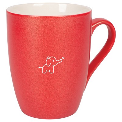 Elanze Designs 10 Ounce Ceramic Decorative Laser Engraved Giftable Novelty Tea Coffee Cup Mug Crimson Red Baby Elephant Heart