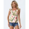 INSPIRE CHIC Women's Tropical Floral Printed Square Neck Ruffle Sleeve Tank Top 2 Packs - 3 of 4