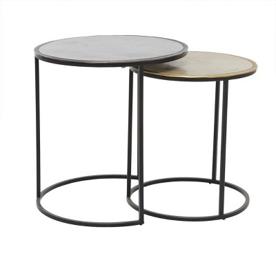 Set of 2 Industrial Aluminum Accent Tables Black - Olivia & May