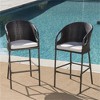 SKRAN Outdoor Wicker Barstools,Barstool Set with Water Resistant Cushions, Set of 2 for Patio, Graden, Outdoor(Multi Brown) - 2 of 4