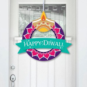 Big Dot of Happiness Happy Diwali - Outdoor Festival of Lights Party Decor - Front Door Wreath - 1 of 4