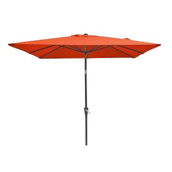 Wellfor 6.5'x10' Rectangle Outdoor Patio Market Umbrella Orange