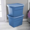 Sterilite 18 Gal Storage Tote, Stackable Bin with Lid, Plastic Container to Organize Clothes in Closet, Basement, Blue Summer Base and Lid, 8-Pack - 3 of 4