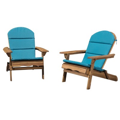 Malibu 2pk Acacia Adirondack Chairs - Natural/Teal - Christopher Knight Home