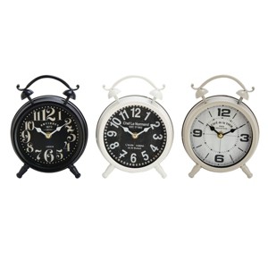Set of 3 Round Metal Clocks Black/White/Gray - Olivia & May: Silent, Vintage Style, Chef Le Normand - 1 of 4