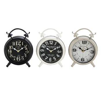 Set of 3 Round Metal Clocks Black/White/Gray - Olivia & May