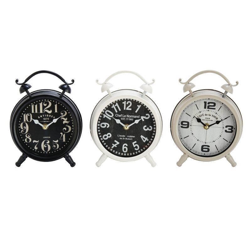Set of 3 Round Metal Clocks Black/White/Gray - Olivia &#38; May, 1 of 5