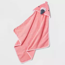 Baby Girls' Flamingo Hooded Bath Towel - Cloud Island™ Coral
