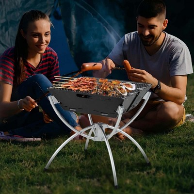 Portable Black Stainless Steel Charcoal Grill with Carrying Bag