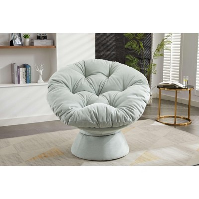 Papasan Chair w/Cushion and Frame,Oversized Comfy Chenille Upholstered Round Swivel Accent Chair for Living Room Bedroom