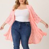 Agnes Orinda Women's Plus Size Lace Open Front 3/4 Sleeve Long Cardigans - 2 of 4