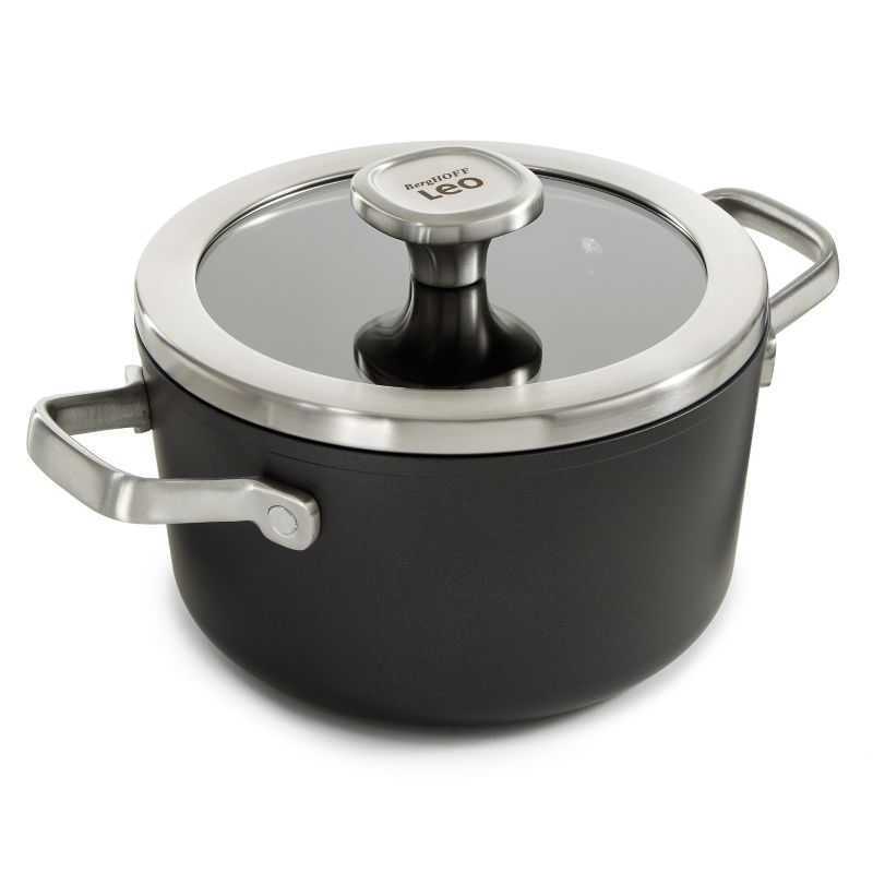 BergHOFF Graphite Non-stick Ceramic Stockpot 8", 3.3qt. With Glass Lid, Sustainable Recycled Material, 1 of 7