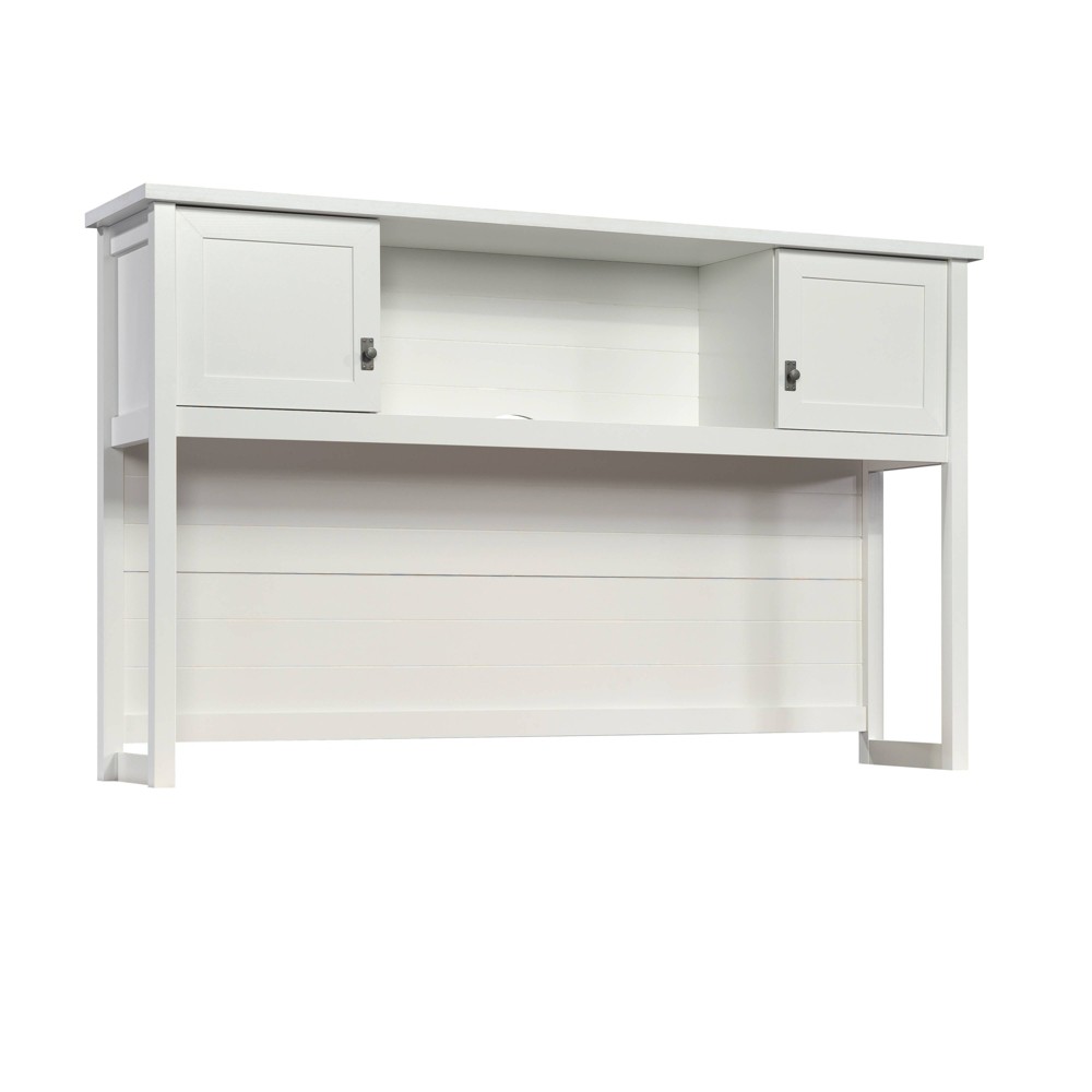 Sauder Cottage Road 66" Desk Hutch White: Bead Board Back, Storage Doors, Laminated Surface