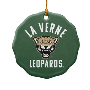 University of La Verne Leopards Logo Porcelain Scalloped Holiday Christmas Tree Ornament - 1 of 4